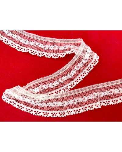Trolley trimmings Elastic tulle rachel white milk embroidery flower scalloped 2.5 cm