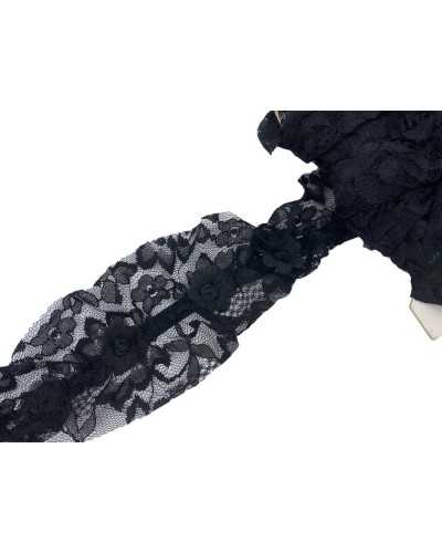 50 cm trimmings garter lace rashel rueches elastic curled black flower high 7 cm