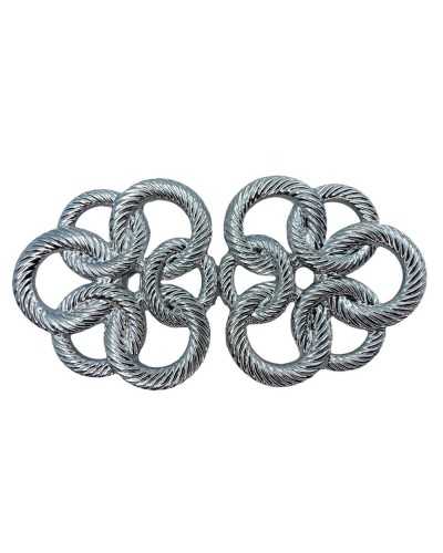 Knurled Hook Frogs Soutache Effect Polished Metal Cm 10x5,5