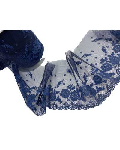 50cm Lace Trimmings Tulle Blue Lace Embroidery Scalloped Flower High Tip 13 cm