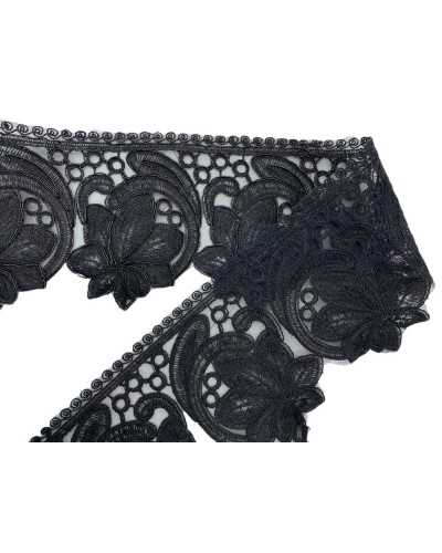 55 cm Piazza Piazzo ReeveBodè Organza Black Stickerei Draht Lurex Flower Snabel High 12cm