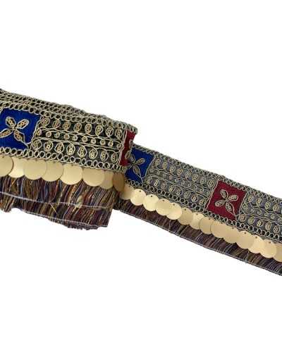 50 cm de trempe de mode broderie fil or lurex paillette ethnice hauteur 7,5 cm