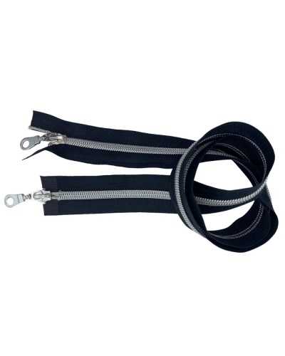 Zipper zip zip black spiral lurex 2 sliders metal unhurribile silver divisible 80 cm