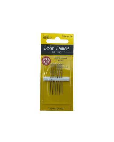 6 Hand Wool Needles Mis. 20 Punta Bruco Chenille Three Stars John James 45 Mm High