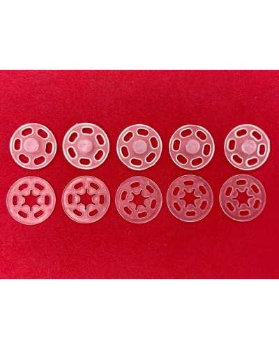 5 pares de botón masculino automático Presión femenina Presión transparente Costura de plástico 1.5 cm