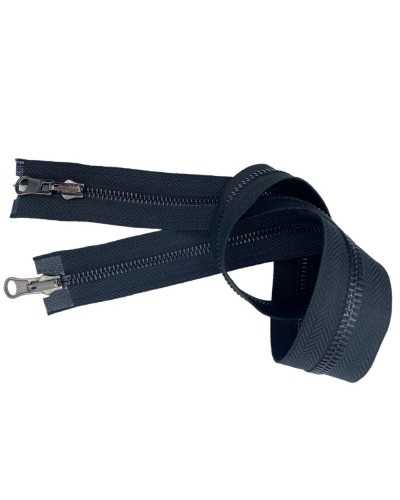 Cremallera con cremallera Cadena de metal negro 5 reversibles relevantes con cremallera 2 cursores cm 70