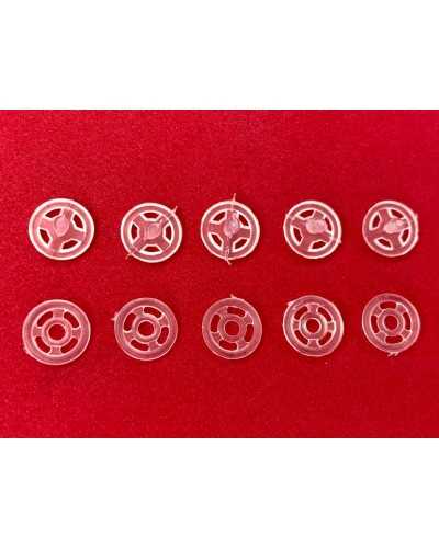 5 Paar Druckknöpfe männlich weiblich nähebar transparenter Kunststoffdruck 0,7 cm