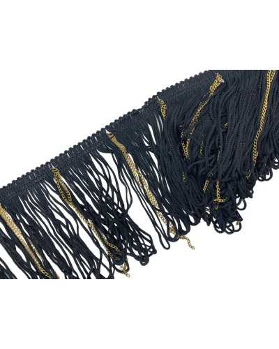 50 cm Bollarse Bajust Black Fringe Tripol Kette Gold 8 cm