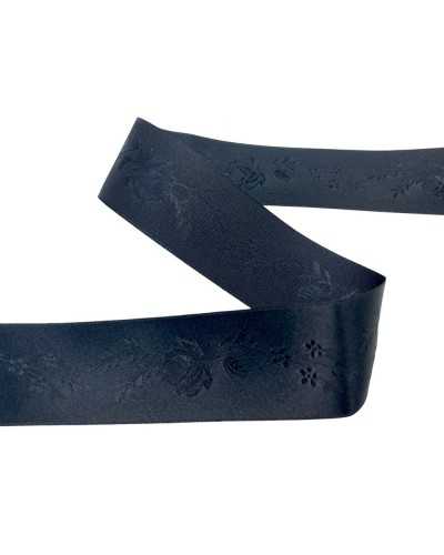 Sectional trimmer black satin ribbon roses worked stained thread 35 mm