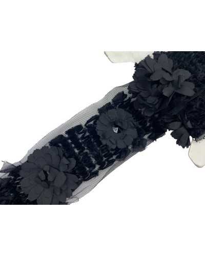 30 cm Trimmance Black Flower Cutting Tafetas Tulle ROCHES PIEDRA PEDIDA TALLO DE 8 CM