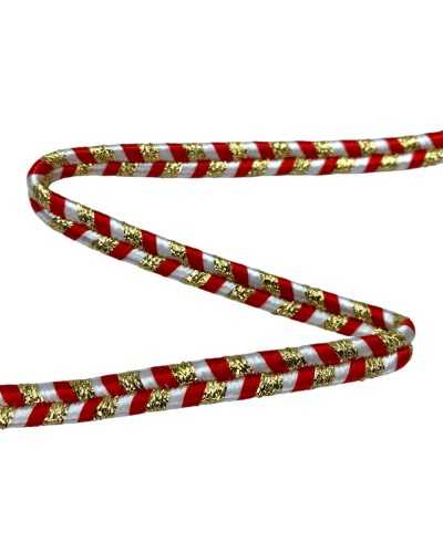 SOUTAGE SOUTCHE TRANSFORTING SOUTCHE WHITE RED GOLD LUREX 10 mm high