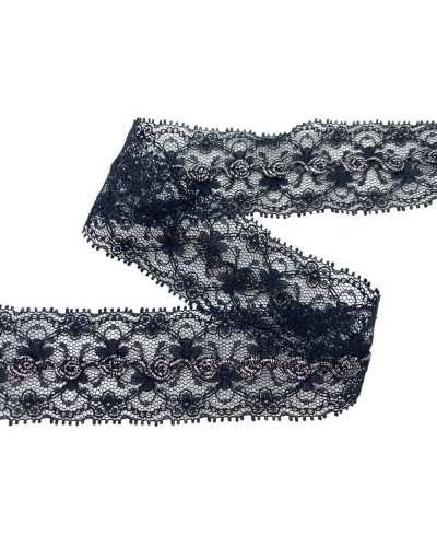 50 cm Tüll-Trimmer Black Spitze Split Gemischt METALLINA METALLIC SILVER LUREX HIGER 3,5 cm