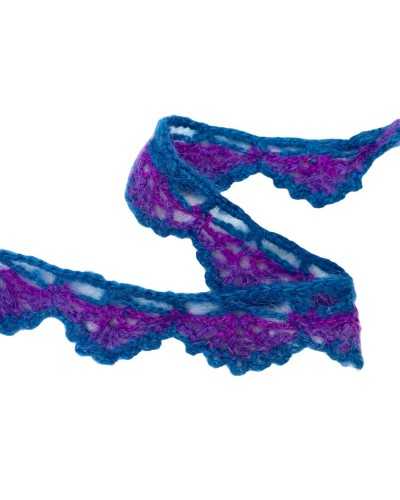 Lace trimmings lace tip crochet wool octane purple tall 4 cm