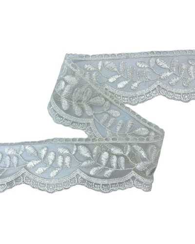 Cream trimmings Tulle lace lace embroidery leaf 5 cm high