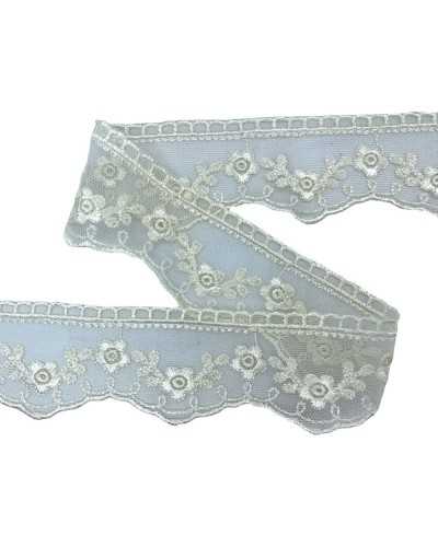 Cordones de encaje Cordillo de tul de encaje Bordado flor festoneada 4,5 cm