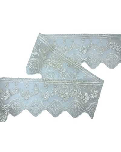 Tüll-Trimmungen Spitze Spitze-Stickerei Blumen zu Scallot-Creme 10 cm