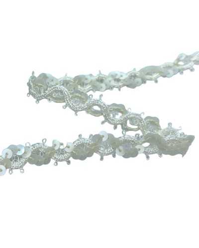 50 cm PASSAMANERIA sequined agremano cream border cover high profile 1 cm