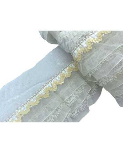 Bandeja de camiones 50 cm Robones Balza Blanco Leche Organza Lace Rashel Paillettes ondulado High 9cm