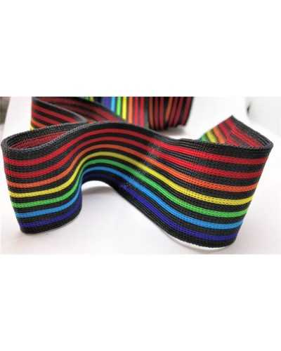 Semi-elastic striped ribbon colored black base 4 cm high