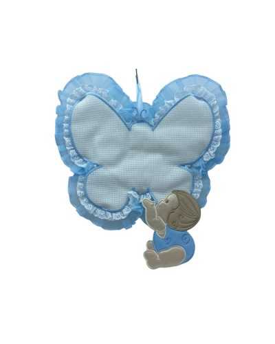 Birth Birth Butterfly Canvas Aida White Rouges Lace Sangallo Organza Celeste Embroidery Satin Baby High 35x32cm