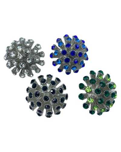 Rhinestone Jewel Base Silver metal 25 mm size 40