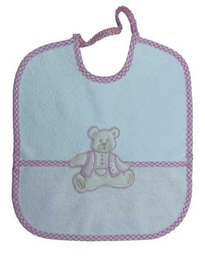 Bavetta kindergarten white sponge pink embroidery bear 30x27 cm