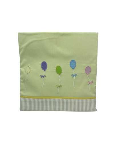 Complete bed linen yellow cotton embroidery balloons