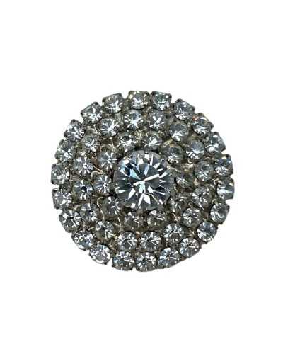 Runder Knopf Silber Juwel Strass Dental STEM Metall 22 mm
