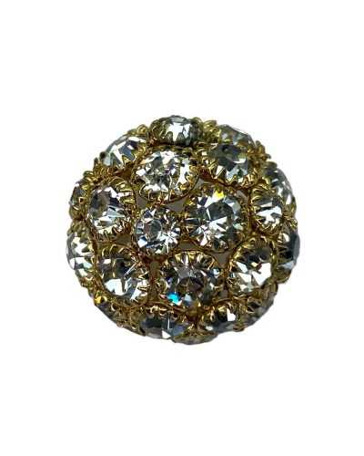 Bijou Bottle à moitié perle ronde strass en métal Mesure de l'or 17 mm