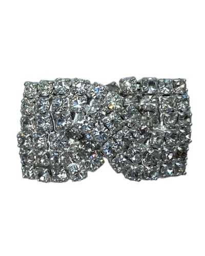 Silberbogen-Knopf-Rhinestone-Juwel-Stamm-Metall 27x15 mm