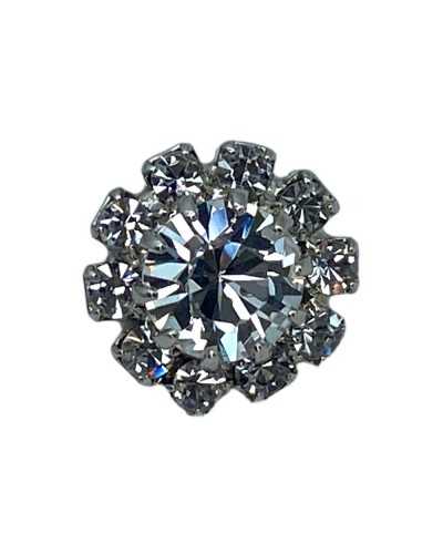 Runder Button Silber Juwel Strass Dental Stiel Metall 12 mm