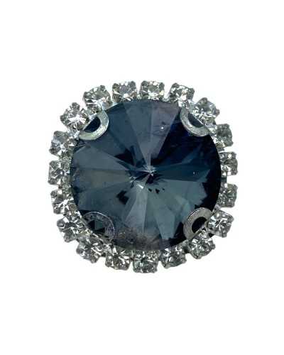 Botella joya bombardeada resina brillante corona diamantonamiento central plata tallo 25 mm