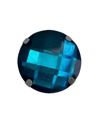 Rhinestone de piedra Facetó la resina de costura Castona de aluminio Ronda 18mm
