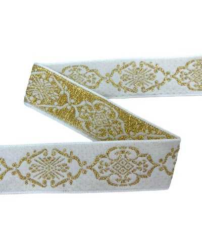 Heilige Backe kühne Züchtung weißer Basis Lurex Golddrahtstickerei 3 cm hoch