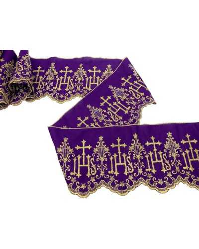 50 cm sacred trimmings scalloped toe cross embroidery wire lurex high gold 15 cm