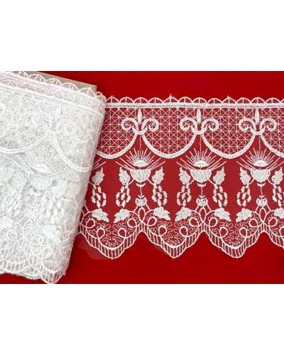 Sacred Lace Trimmings Church Tulle White Embroidery Glitter Lurex Goblet Spiga High 14cm