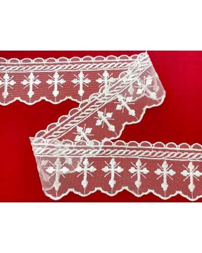 Tulle trimmings lace sacred lace embroidery white cross high 6 cm