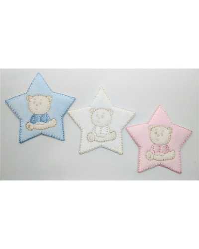 Patch bébé thermocollant étoile brodée ourson chenille 65x65 mm