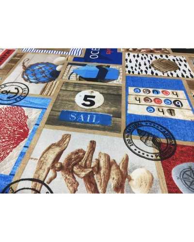 50 cm fabric upholstery sea corals shells starfish drill cotton 2,80 mt high