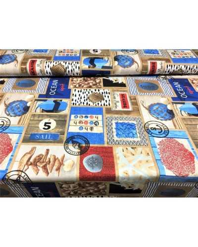 50 cm fabric upholstery sea corals shells starfish drill cotton 2,80 mt high