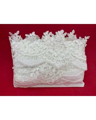 Verzierungen aus Tüll, Spitze, Rebrodè, gewellte Spitze, Brautmilch, weiße Blume, 12 cm hoch