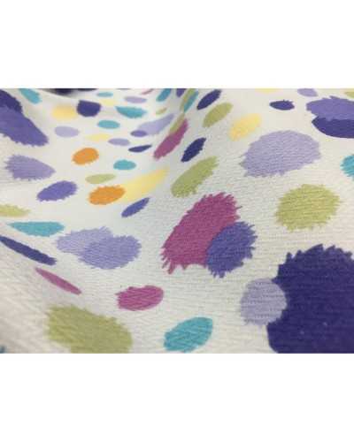 50 cm Piqué upholstery fabric printed on a light blue background with a sprayed spots design 280 cm high in cotton