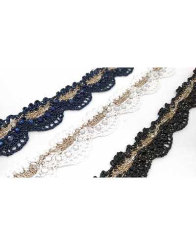 50 Cm Trimmings Pointed Lace Strass Gold Thread Lurex High 2 Cm