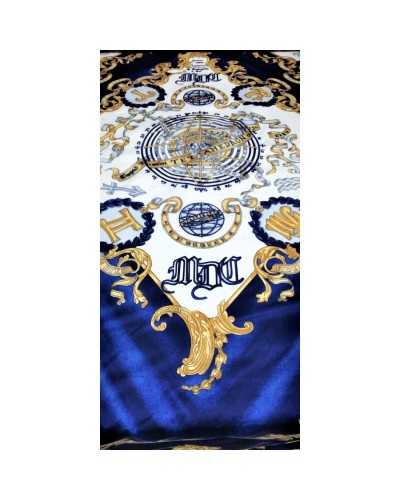 Tessuto in nylon stampato marinaio blu e giallo alto 150 cm