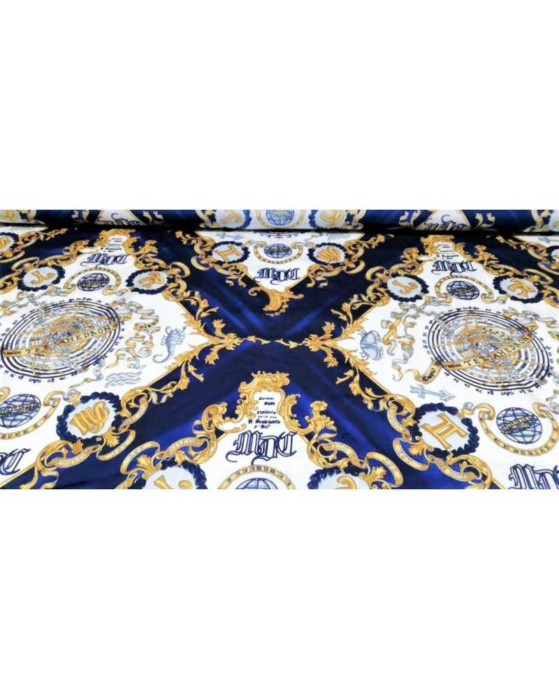 Tissu nylon imprimé marin bleu et jaune 150cm de haut