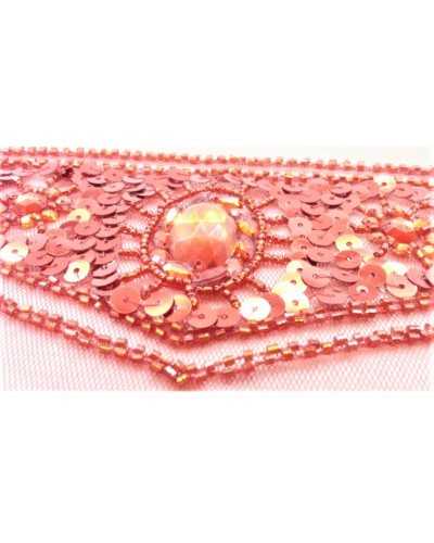 Aplicación collares para ropa triángulo rojo piedras 35x9 cm
