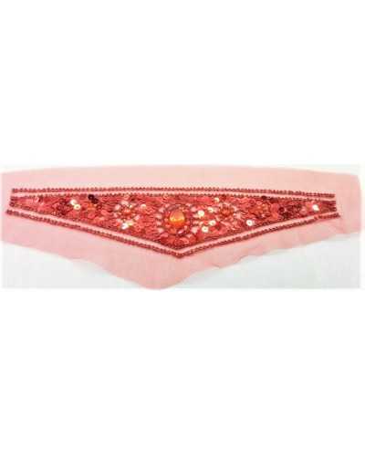 Aplicación collares para ropa triángulo rojo piedras 35x9 cm