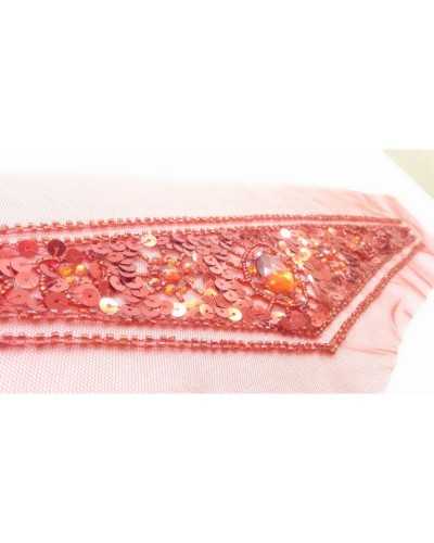 Aplicación collares para ropa triángulo rojo piedras 35x9 cm