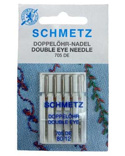 5 aiguilles Schmetz Dopcelohr Double Eye 705 de 80/12