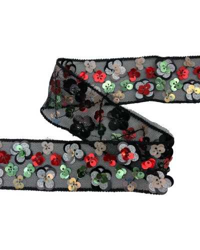 50cm FS Bac plateau Tilleuil Tulle Broderie Black Lurex Multicolor High 4cm